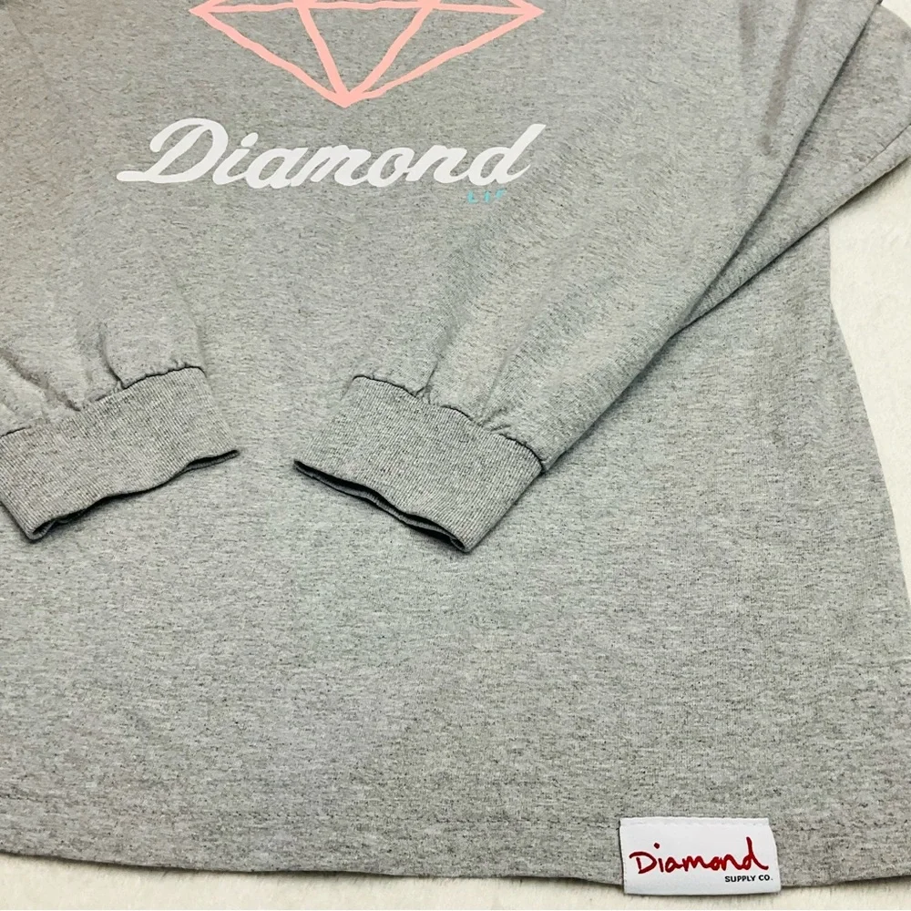 🌼4/$10🌼 Diamond Supply Co. Women’s Medium  ’Diamond Life’ Gray Long Sleeve Tee - Picture 5 of 9